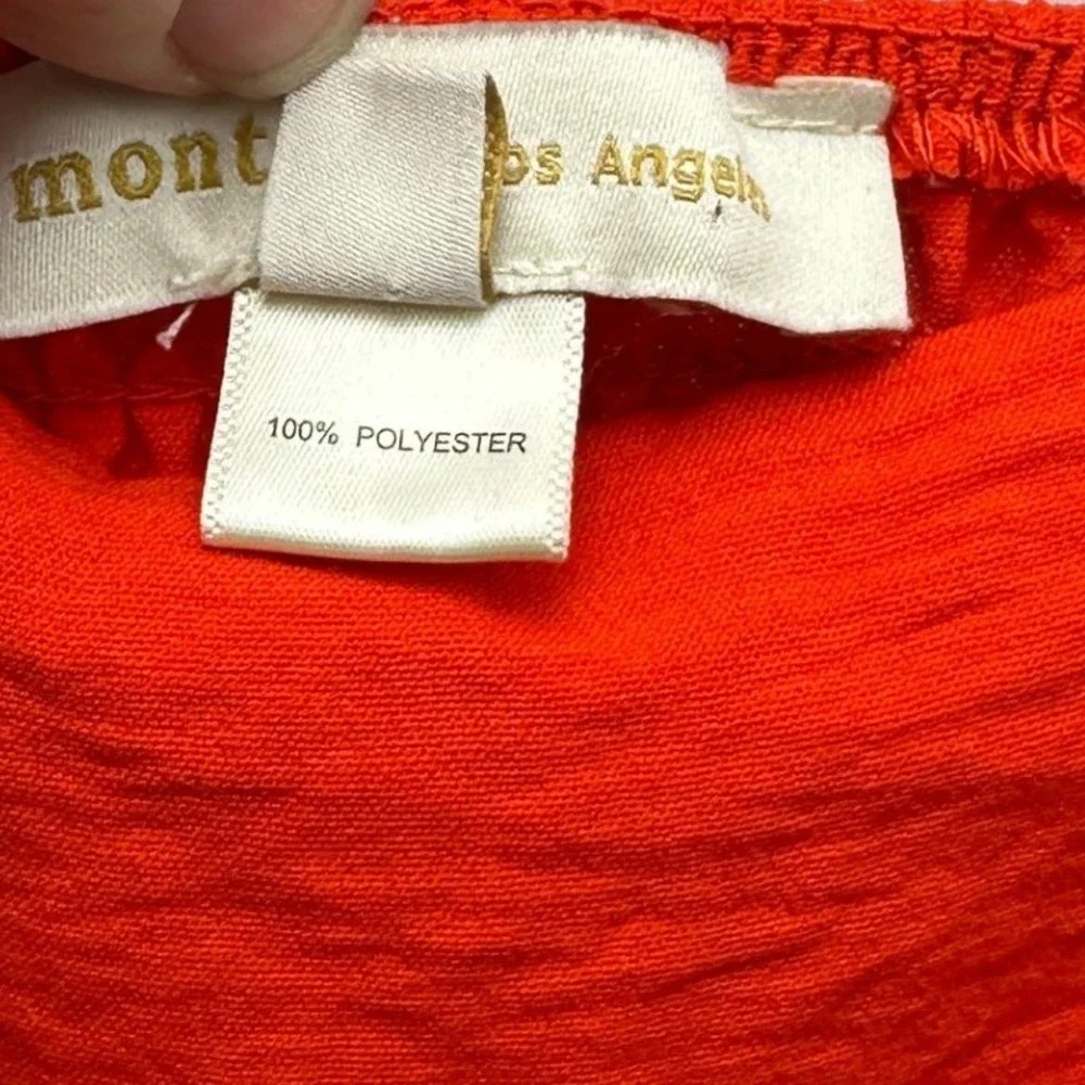 Monteau Maxi Sun Dress Adjustable Spaghetti‎ Strap Orange Tiered Crepe Open Back